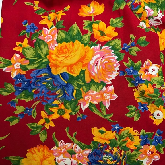 BANANA REPUBLIC Vintage Made Hong Kong Collar Pockets Button Down Floral Dress 8 - Picture 13 of 14